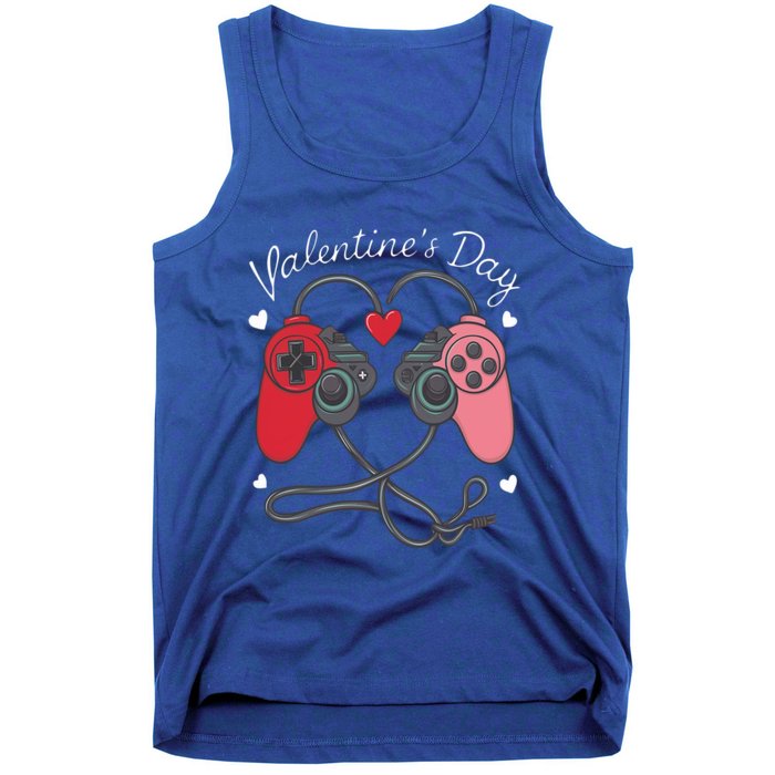 Video Gamer Valentines Day With Controllers Heart Meaningful Gift Tank Top