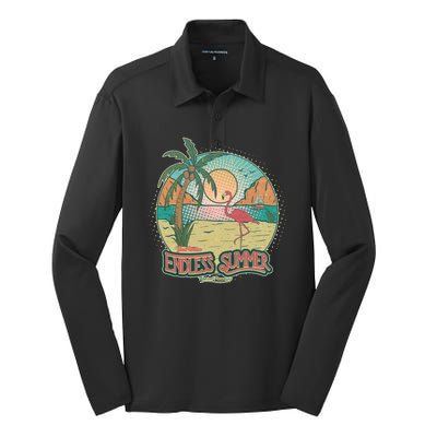 Vintage Good Vacation Endless Summer Tropical Paradise Silk Touch Performance Long Sleeve Polo