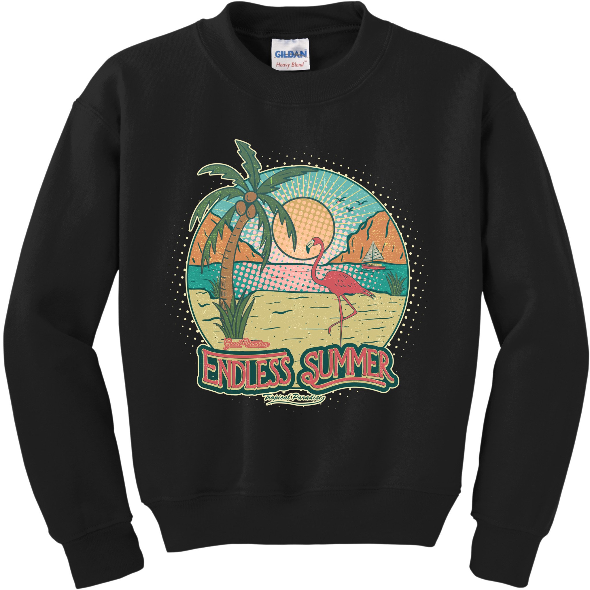 Vintage Good Vacation Endless Summer Tropical Paradise Kids Sweatshirt