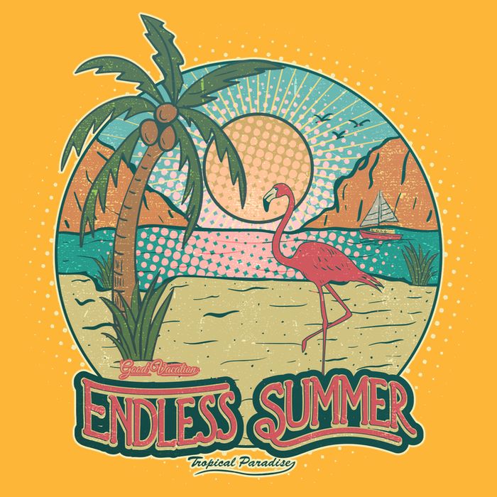 Vintage Good Vacation Endless Summer Tropical Paradise Trucker Hat