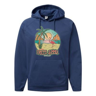 Vintage Good Vacation Endless Summer Tropical Paradise Performance Fleece Hoodie