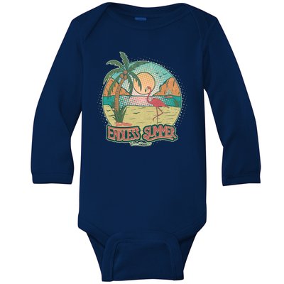 Vintage Good Vacation Endless Summer Tropical Paradise Baby Long Sleeve Bodysuit