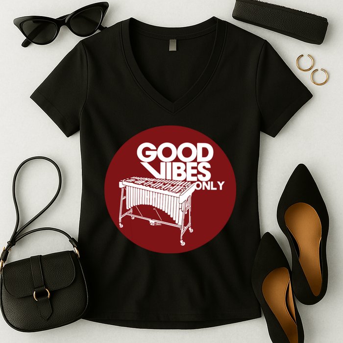 Vibraphone Good Vibes Only Vibraphonist Marimba Player Women's V-Neck T-Shirt