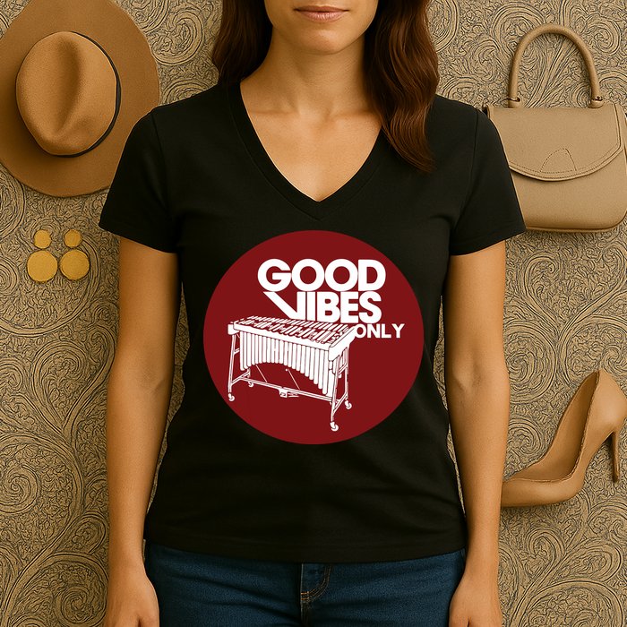 Vibraphone Good Vibes Only Vibraphonist Marimba Player Women's V-Neck T-Shirt