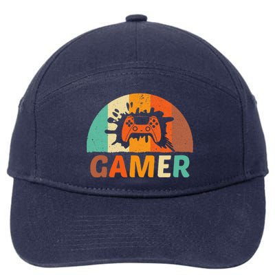 Video Game Vintage Gamer Boy For Lovers And Players 7-Panel Snapback Hat