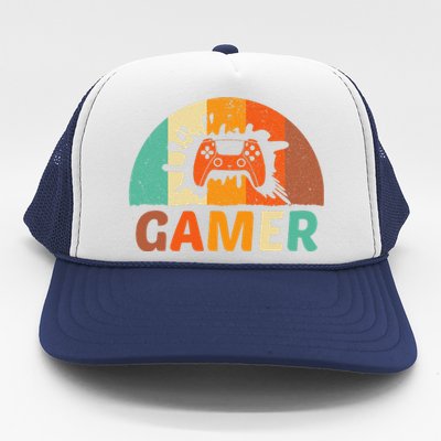 Video Game Vintage Gamer Boy For Lovers And Players Trucker Hat