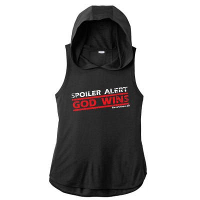 Vintage God Wins Spoller God Wins Christian Faith Ladies PosiCharge Tri-Blend Wicking Draft Hoodie Tank