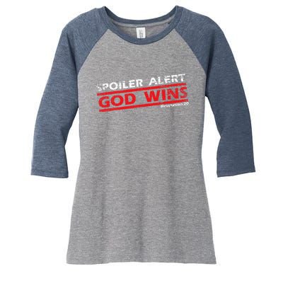 Vintage God Wins Spoller God Wins Christian Faith Women's Tri-Blend 3/4-Sleeve Raglan Shirt