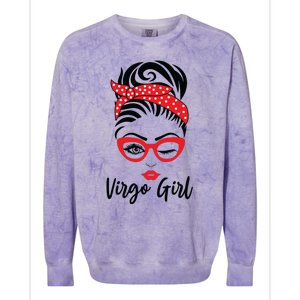 Virgo Girl Wink Eye Woman Face Wink Eyes Lady Colorblast Crewneck Sweatshirt