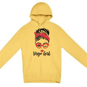 Virgo Girl Wink Eye Woman Face Wink Eyes Lady Premium Pullover Hoodie