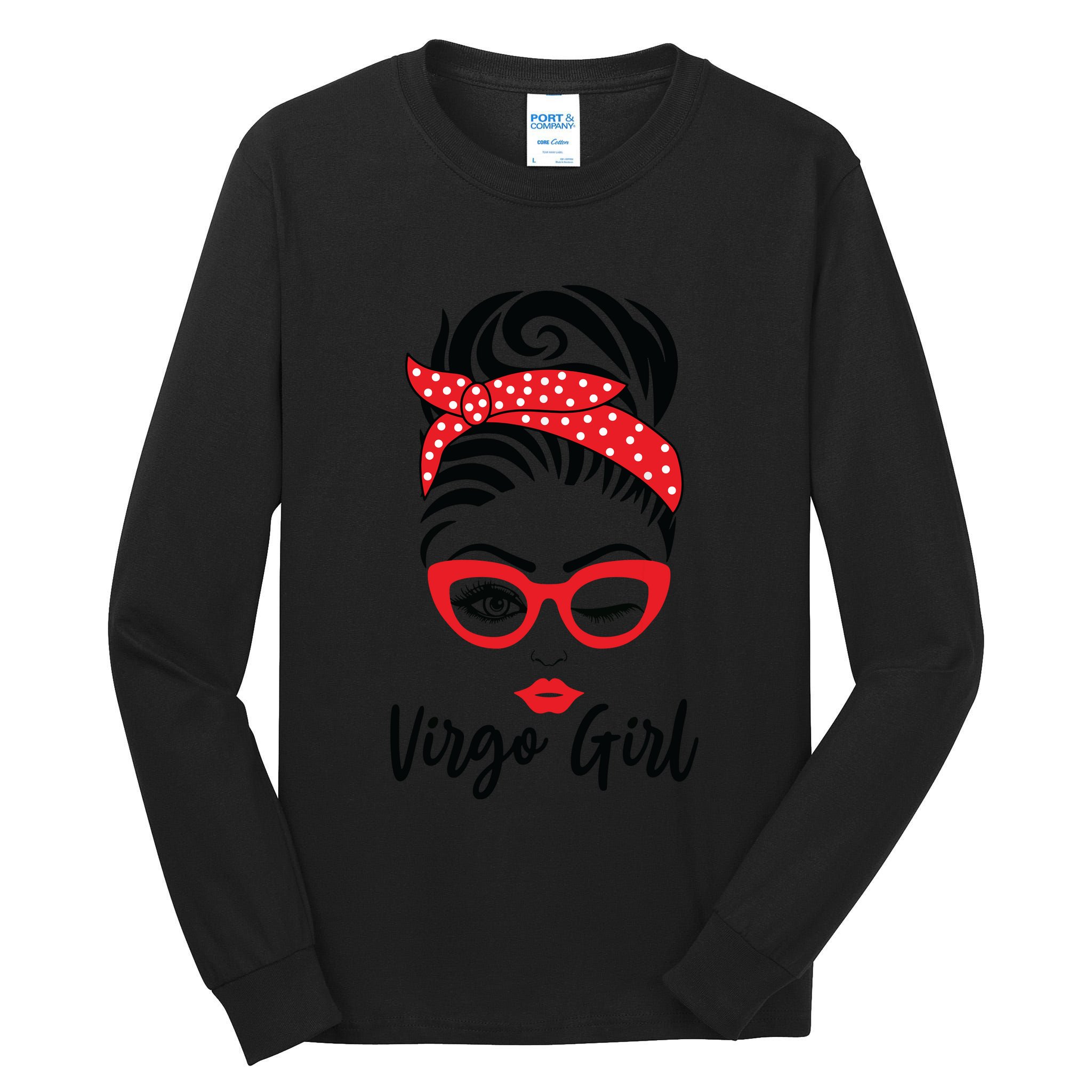 Virgo Girl Wink Eye Woman Face Wink Eyes Lady Tall Long Sleeve T-Shirt