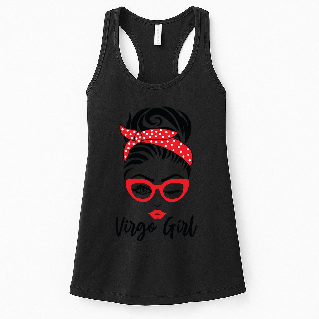 Virgo Girl Wink Eye Woman Face Wink Eyes Lady Womens Tank Top