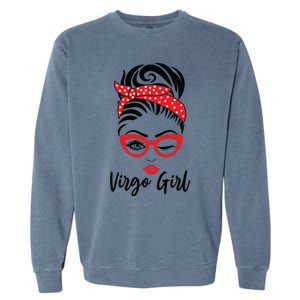 Virgo Girl Wink Eye Woman Face Wink Eyes Lady Garment-Dyed Sweatshirt