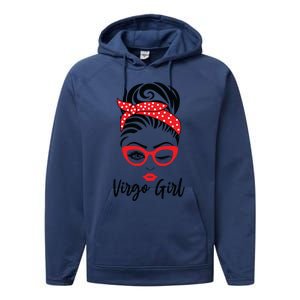 Virgo Girl Wink Eye Woman Face Wink Eyes Lady Performance Fleece Hoodie