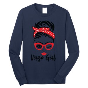 Virgo Girl Wink Eye Woman Face Wink Eyes Lady Long Sleeve Shirt