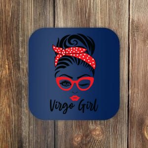 Virgo Girl Wink Eye Woman Face Wink Eyes Lady Coaster