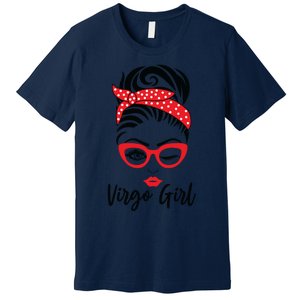 Virgo Girl Wink Eye Woman Face Wink Eyes Lady Premium T-Shirt