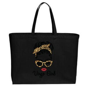 Virgo Girl Woman Face Leopard Bandana Wink Eye Cotton Canvas Jumbo Tote