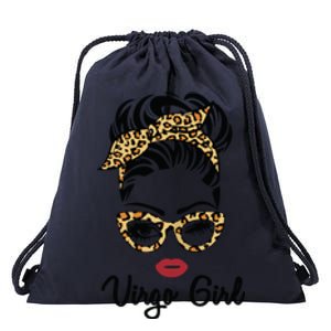 Virgo Girl Woman Face Leopard Bandana Wink Eye Drawstring Bag