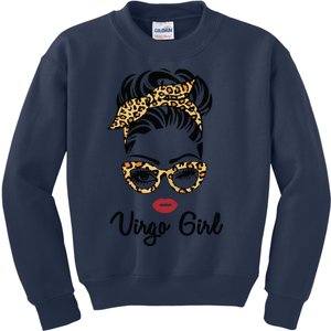 Virgo Girl Woman Face Leopard Bandana Wink Eye Kids Sweatshirt