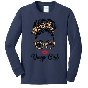 Virgo Girl Woman Face Leopard Bandana Wink Eye Kids Long Sleeve Shirt