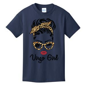 Virgo Girl Woman Face Leopard Bandana Wink Eye Kids T-Shirt