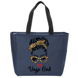 Virgo Girl Woman Face Leopard Bandana Wink Eye Zip Tote Bag