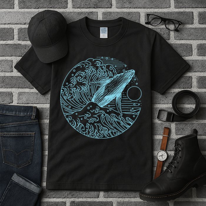 Vintage Great Wave Leaping Humpback Whale Tall T-Shirt