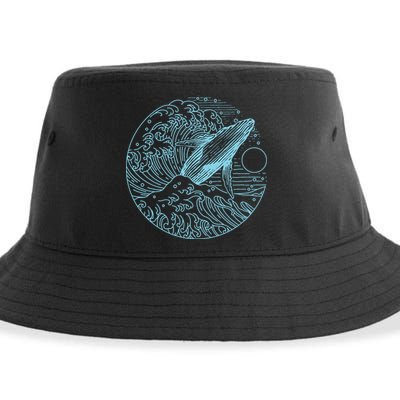 Vintage Great Wave Leaping Humpback Whale Sustainable Bucket Hat