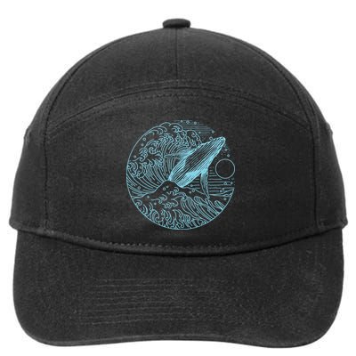 Vintage Great Wave Leaping Humpback Whale 7-Panel Snapback Hat