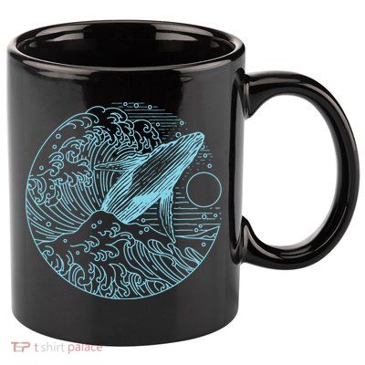 Vintage Great Wave Leaping Humpback Whale 11oz C Handle Ceramic Mug