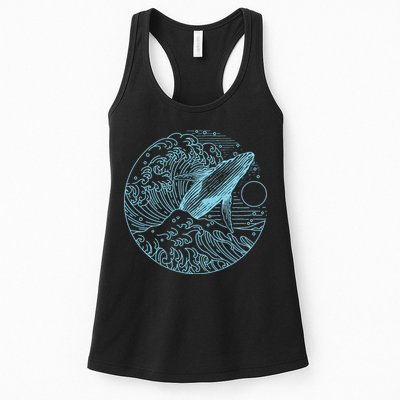 Vintage Great Wave Leaping Humpback Whale Womens Tank Top