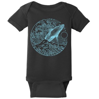 Vintage Great Wave Leaping Humpback Whale Baby Bodysuit