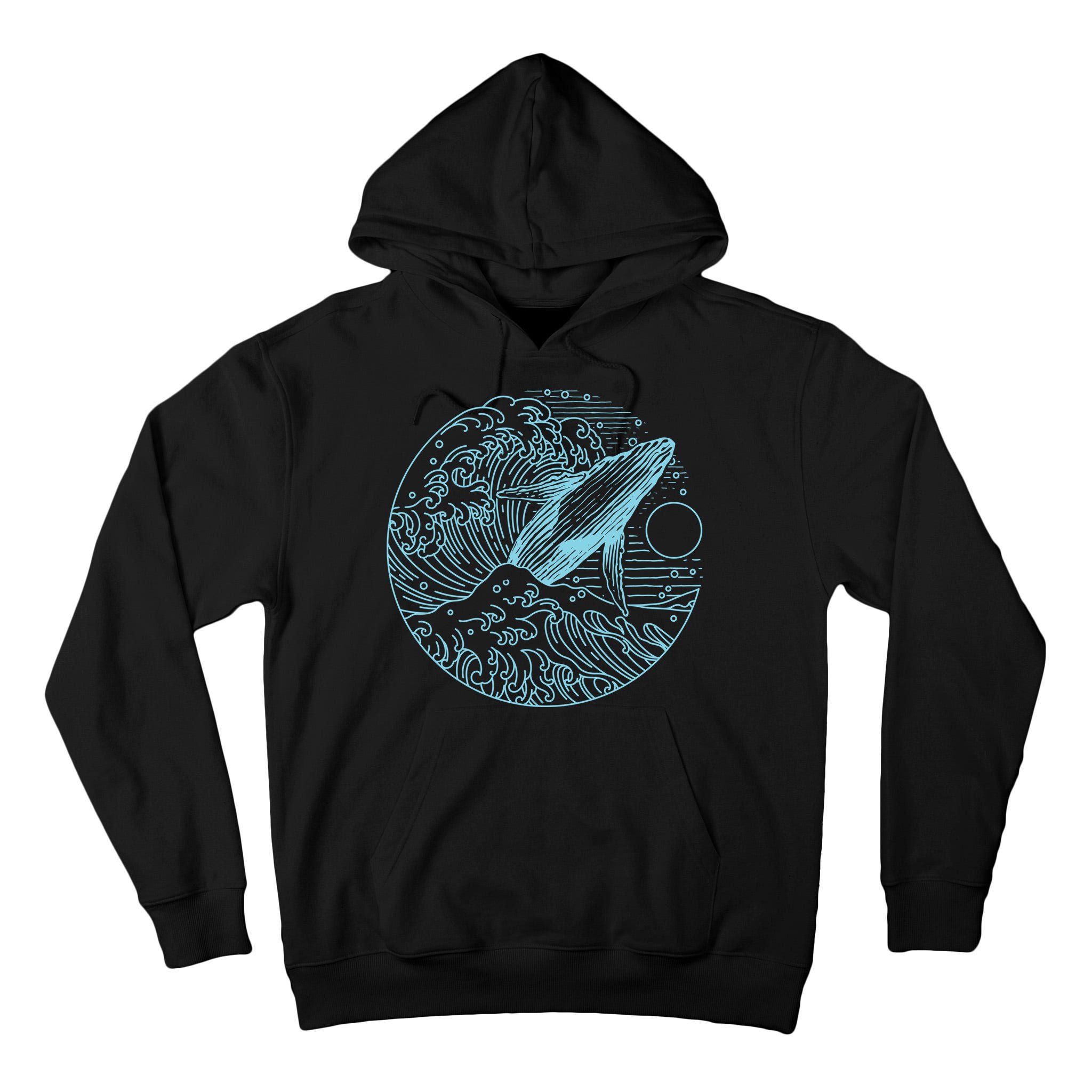 Vintage Great Wave Leaping Humpback Whale Tall Hoodie