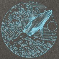 Vintage Great Wave Leaping Humpback Whale Cotton Canvas Backpack