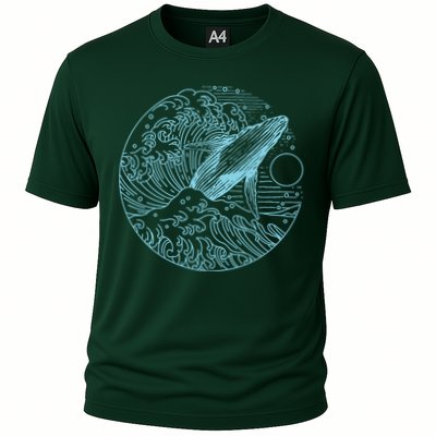 Vintage Great Wave Leaping Humpback Whale Performance Shirt