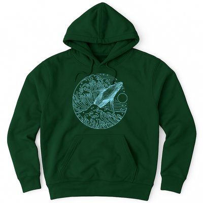 Vintage Great Wave Leaping Humpback Whale Hoodie