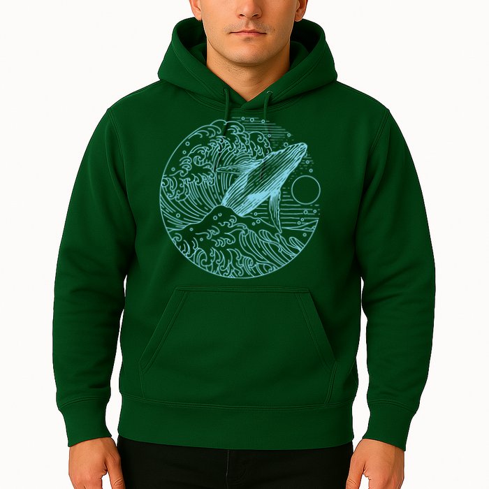 Vintage Great Wave Leaping Humpback Whale Hoodie