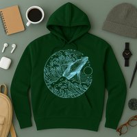 Vintage Great Wave Leaping Humpback Whale Hoodie