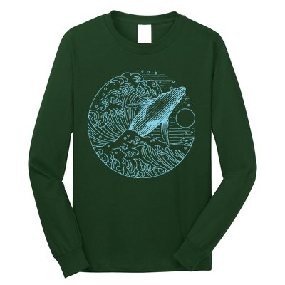 Vintage Great Wave Leaping Humpback Whale Long Sleeve Shirt