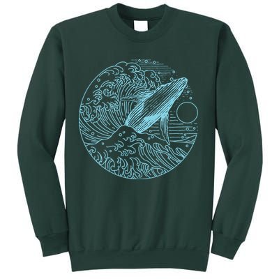 Vintage Great Wave Leaping Humpback Whale Sweatshirt