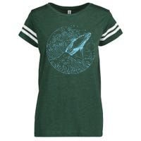 Vintage Great Wave Leaping Humpback Whale Enza Ladies Jersey Football T-Shirt