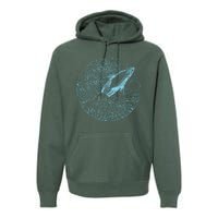 Vintage Great Wave Leaping Humpback Whale Premium Hoodie