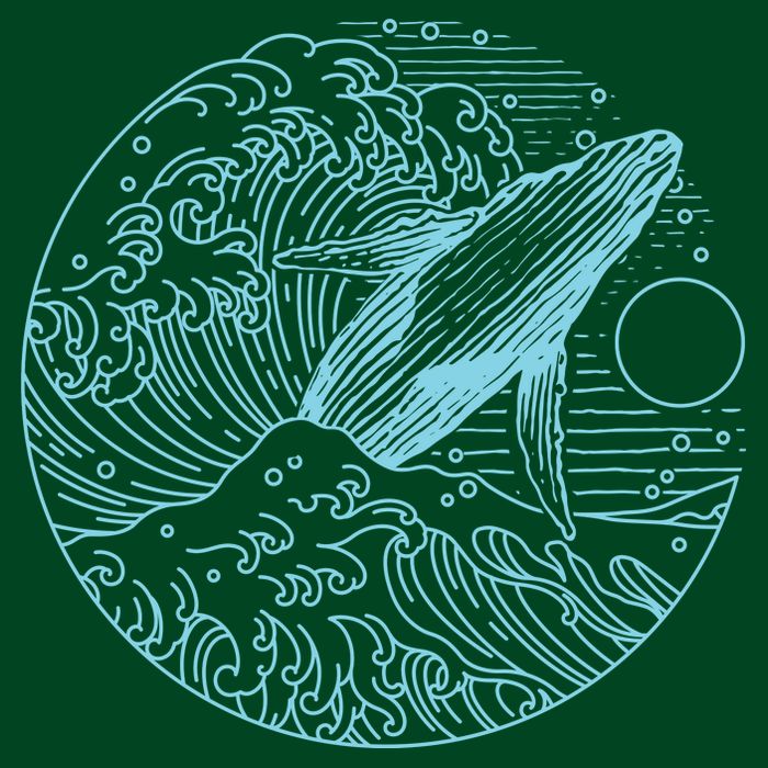Vintage Great Wave Leaping Humpback Whale Tie-Dye T-Shirt