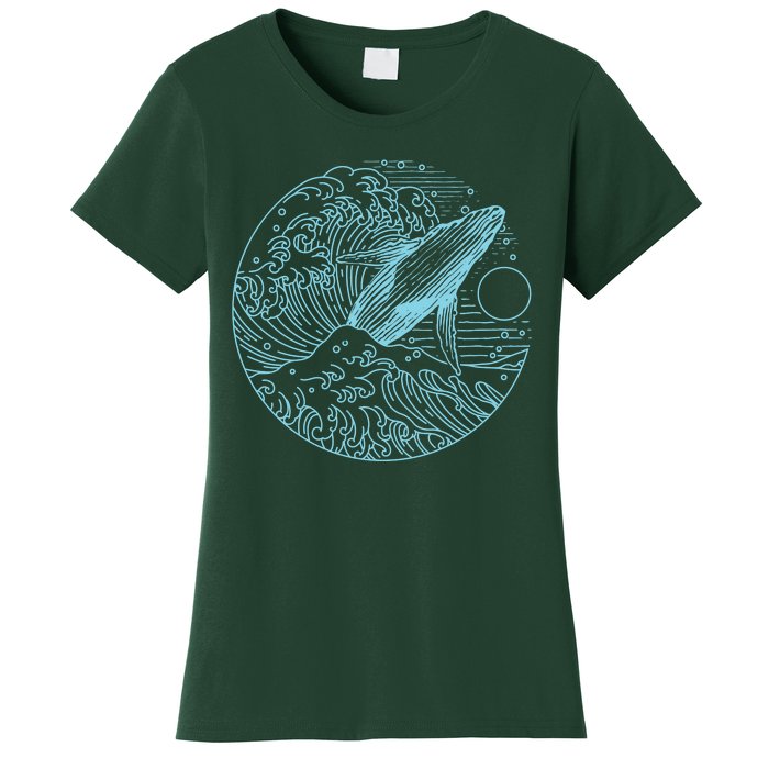 Vintage Great Wave Leaping Humpback Whale Women's T-Shirt