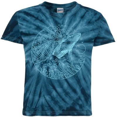 Vintage Great Wave Leaping Humpback Whale Kids Tie-Dye T-Shirt