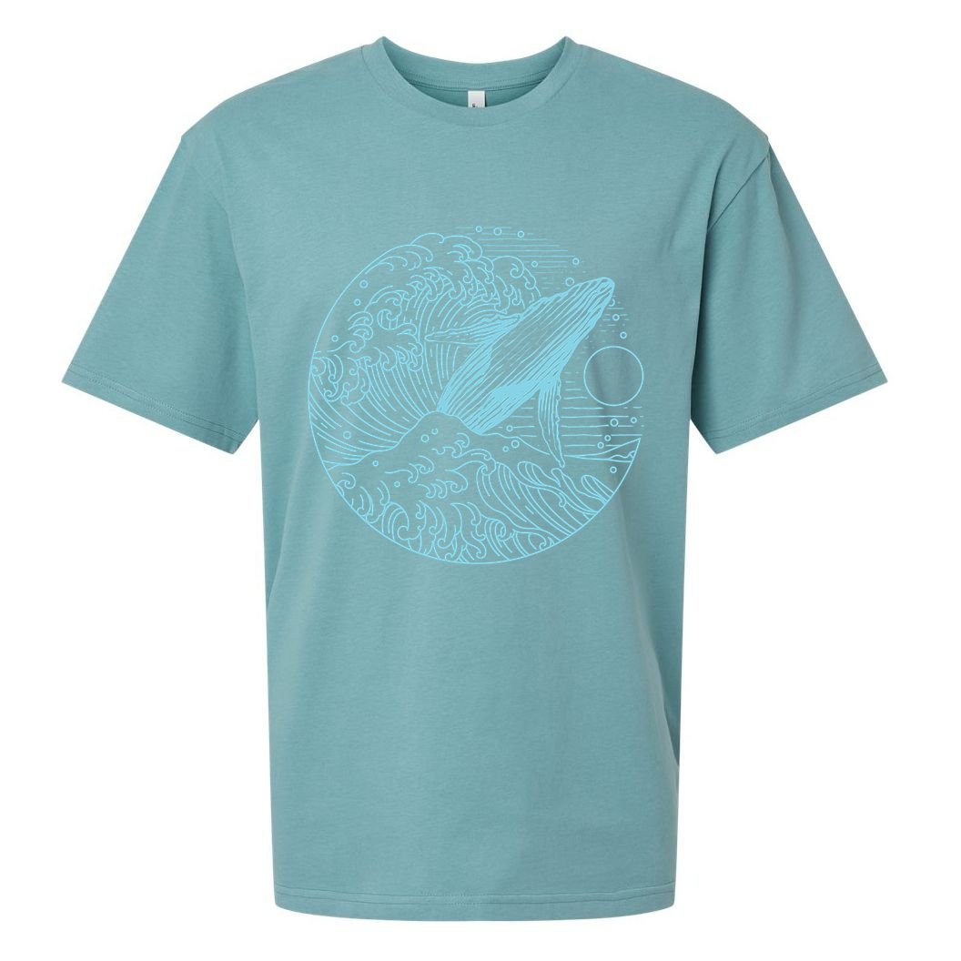Vintage Great Wave Leaping Humpback Whale Sueded Cloud Jersey T-Shirt