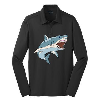 Vintage Great White Shark Silk Touch Performance Long Sleeve Polo