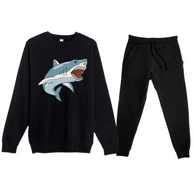 Vintage Great White Shark Premium Crewneck Sweatsuit Set