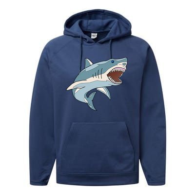 Vintage Great White Shark Performance Fleece Hoodie